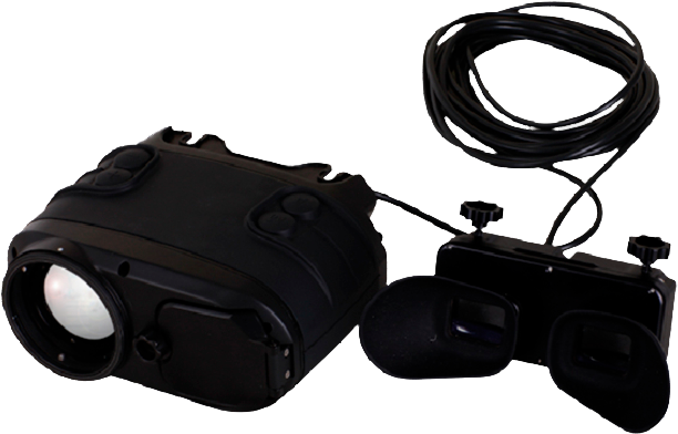 Cámara térmica SATIR UTR 50/75 con visor binocular y control remoto, ideal para vigilancia y seguridad móvil de largo alcance.<br />
